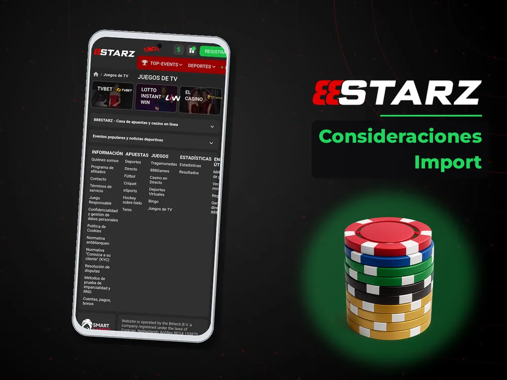 888Starz - Consideraciones Import