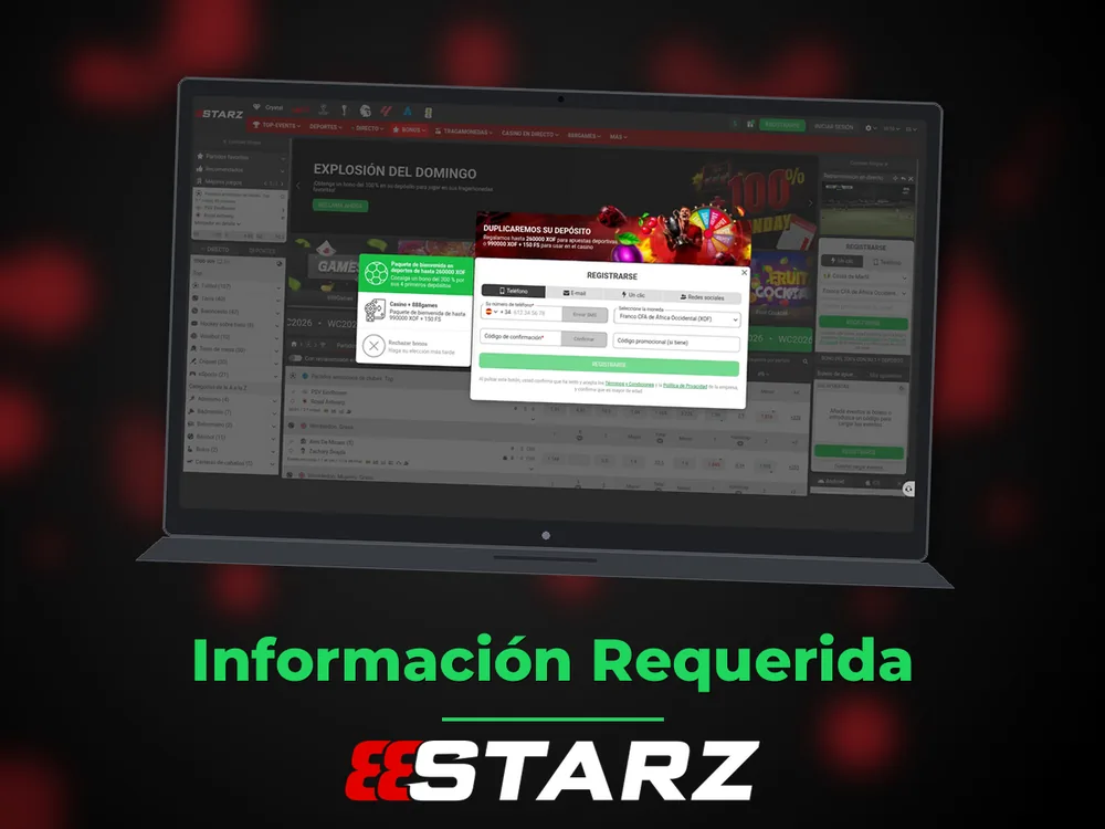 888Starz - Información Requerida