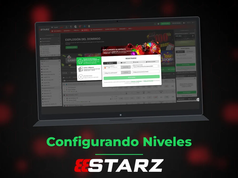 888Starz - Configurando Niveles