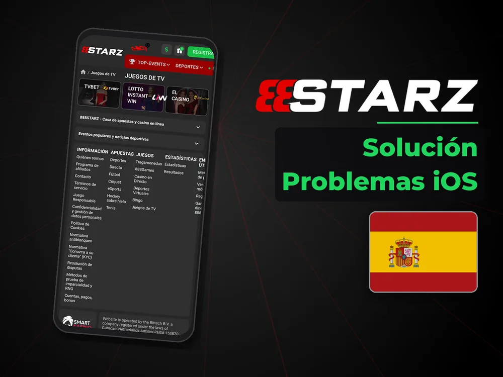 888Starz - Solución Problemas iOS