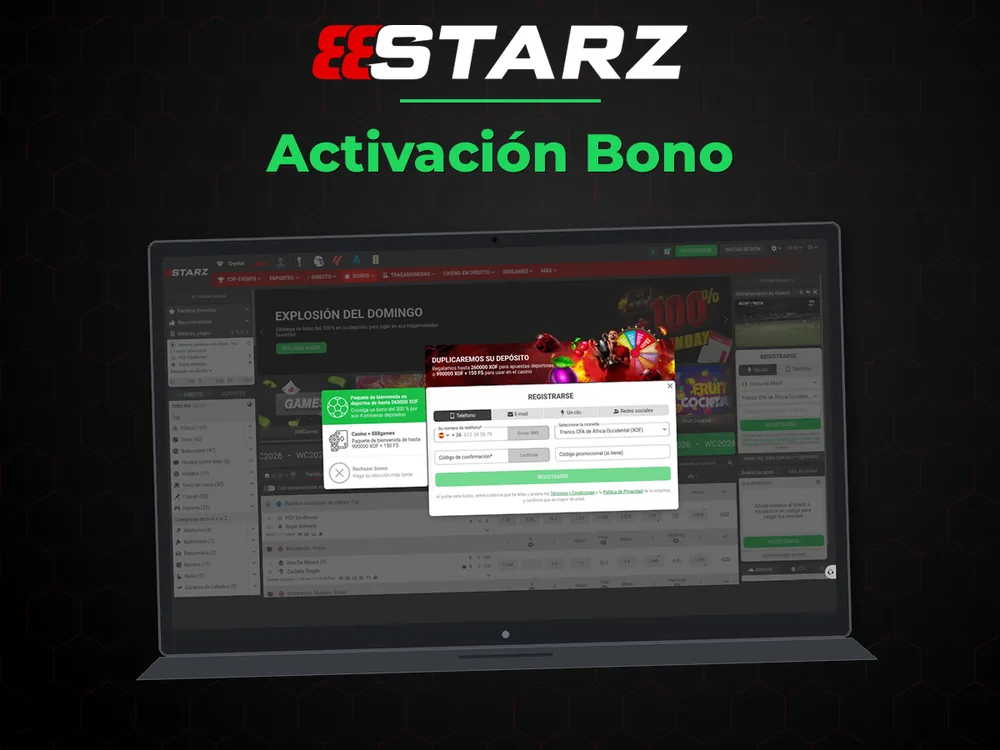 888Starz - Activación Bono