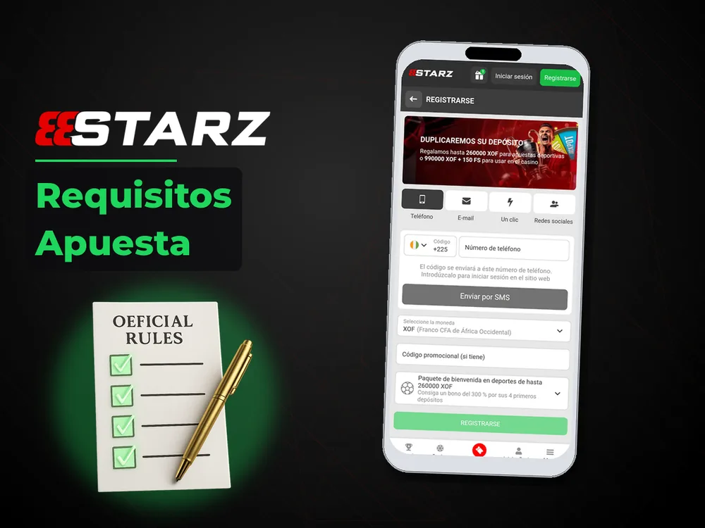888Starz - Requisitos Apuesta