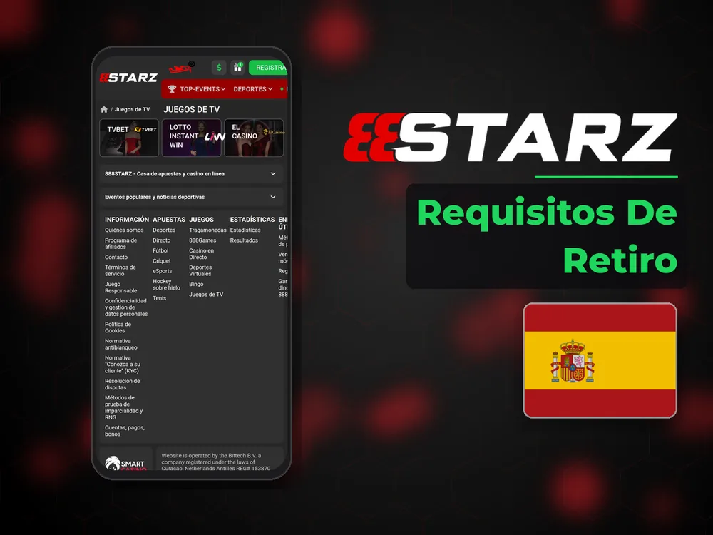 888Starz - Requisitos De Retiro