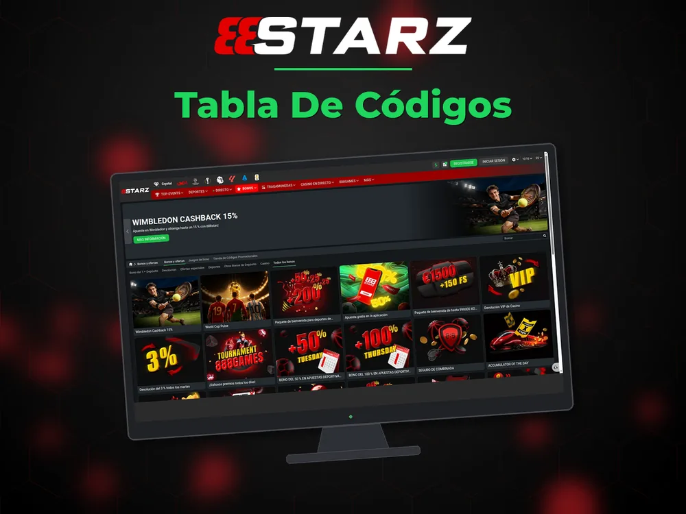 888Starz - Tabla De Códigos