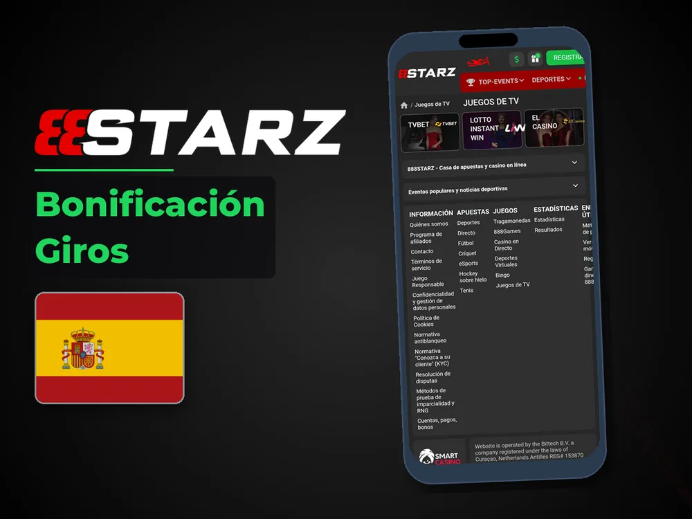 888Starz - Bonificación Giros